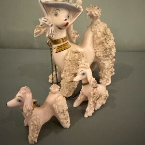 Vintage spaghetti Poodle Figurine set in pink